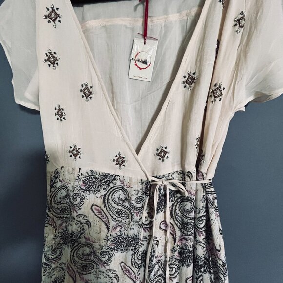 NWT Stunning Raga Apricot Beaded Kimono Duster / Wrap Maxi Dress Large - Picture 7 of 9